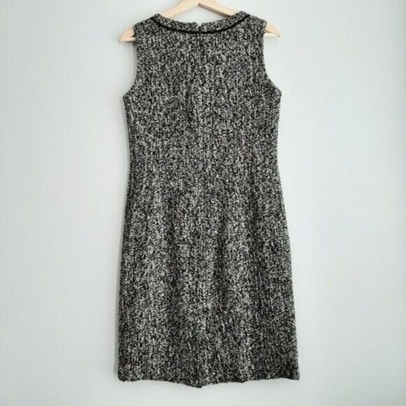 TALBOTS Tweed Sheath Dress Woven Tweed Style Fabric Grey Sz 10 - Picture 9 of 14